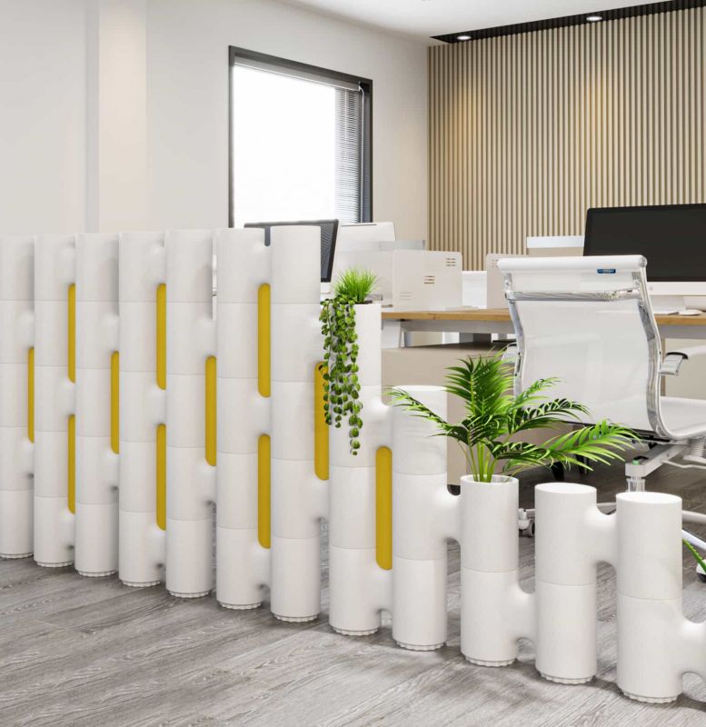 modern Office room divider separates meeting area and workplace